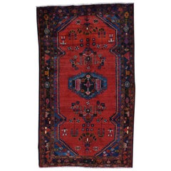Persian Hamadan Semi Antique Hand Knotted Pure Wool Wide Runner