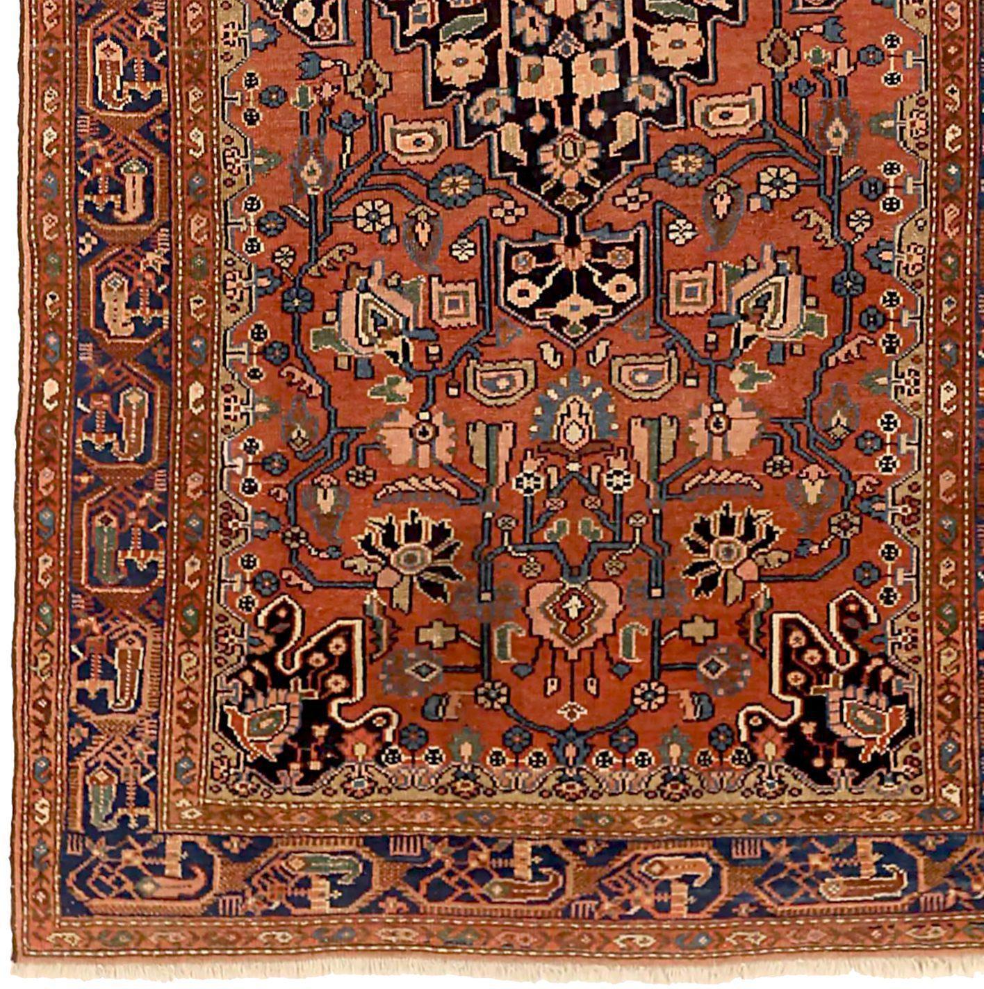 Persischer Hamadan Kleiner Teppich - Wolle Blau Elfenbein Rot 71537 (Asiatisch) im Angebot