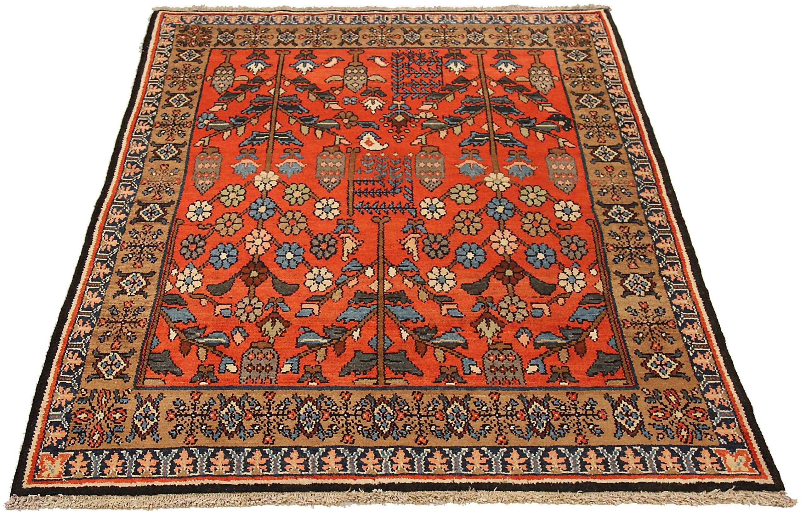 Entdecken Sie die Eleganz des persischen Hamadan mit dem kleinen Teppich von CIRCA 1880. Dieses exklusive Design aus Wolle und BlauRotGelb ist perfekt, um Ihren Raum zu verschönern.