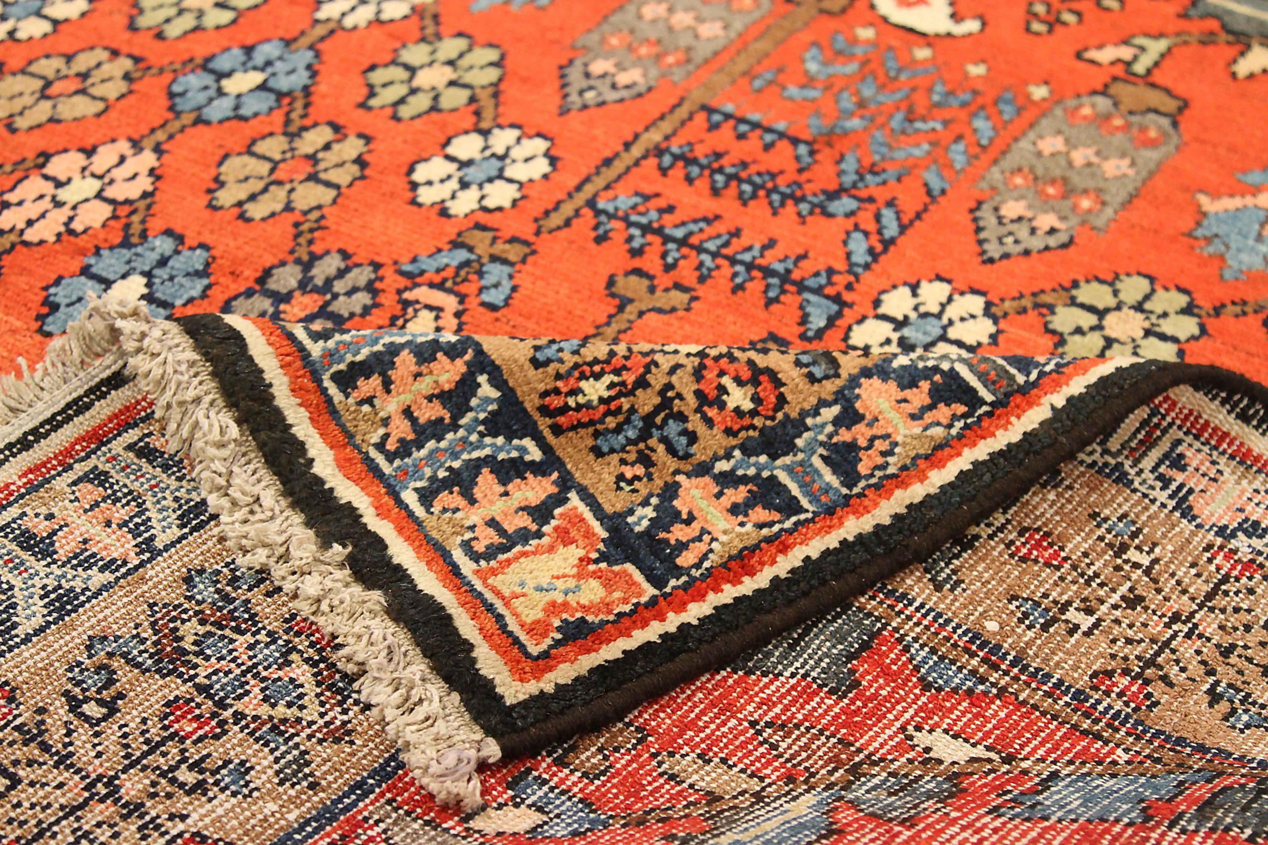 Persischer Hamadan Kleiner Teppich - Wolle Blau Rot Gelb 71174 im Zustand „Hervorragend“ im Angebot in Dallas, TX
