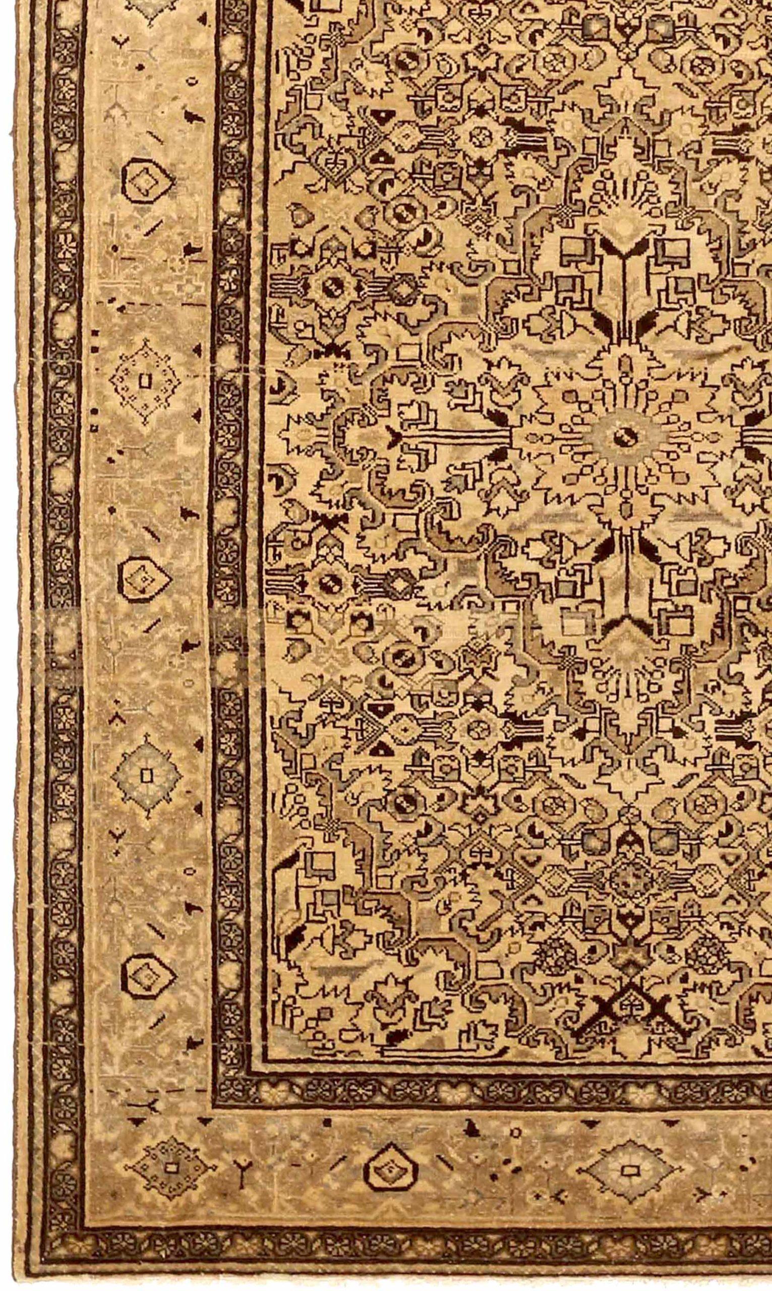 Asian Persian Hamadan Small Rug - Wool Brown Ivory 73380 For Sale