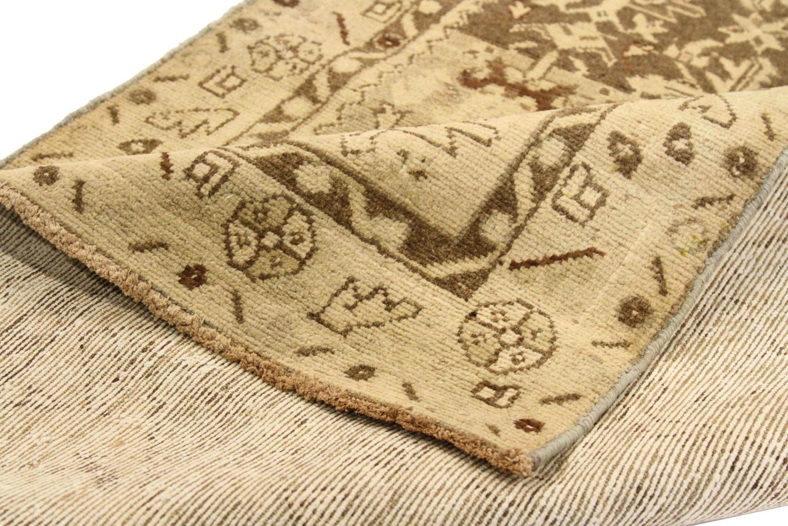 Asian Persian Hamadan Small Rug - Wool Brown Ivory Design - 75555 For Sale