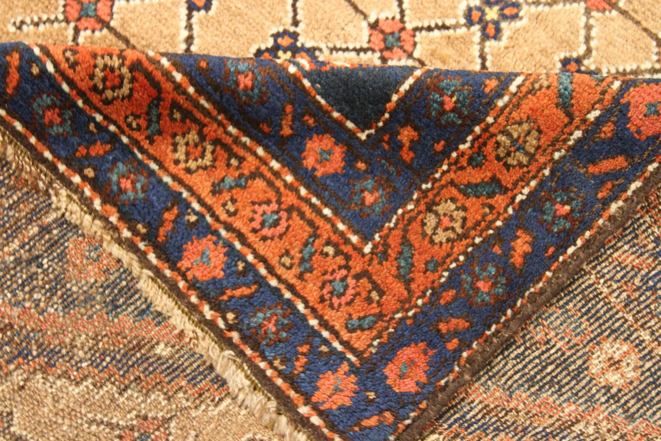 Persischer Hamadan Kleiner Teppich - Wolle Elfenbein Marineblau Blau Rot 10587 (Asiatisch) im Angebot