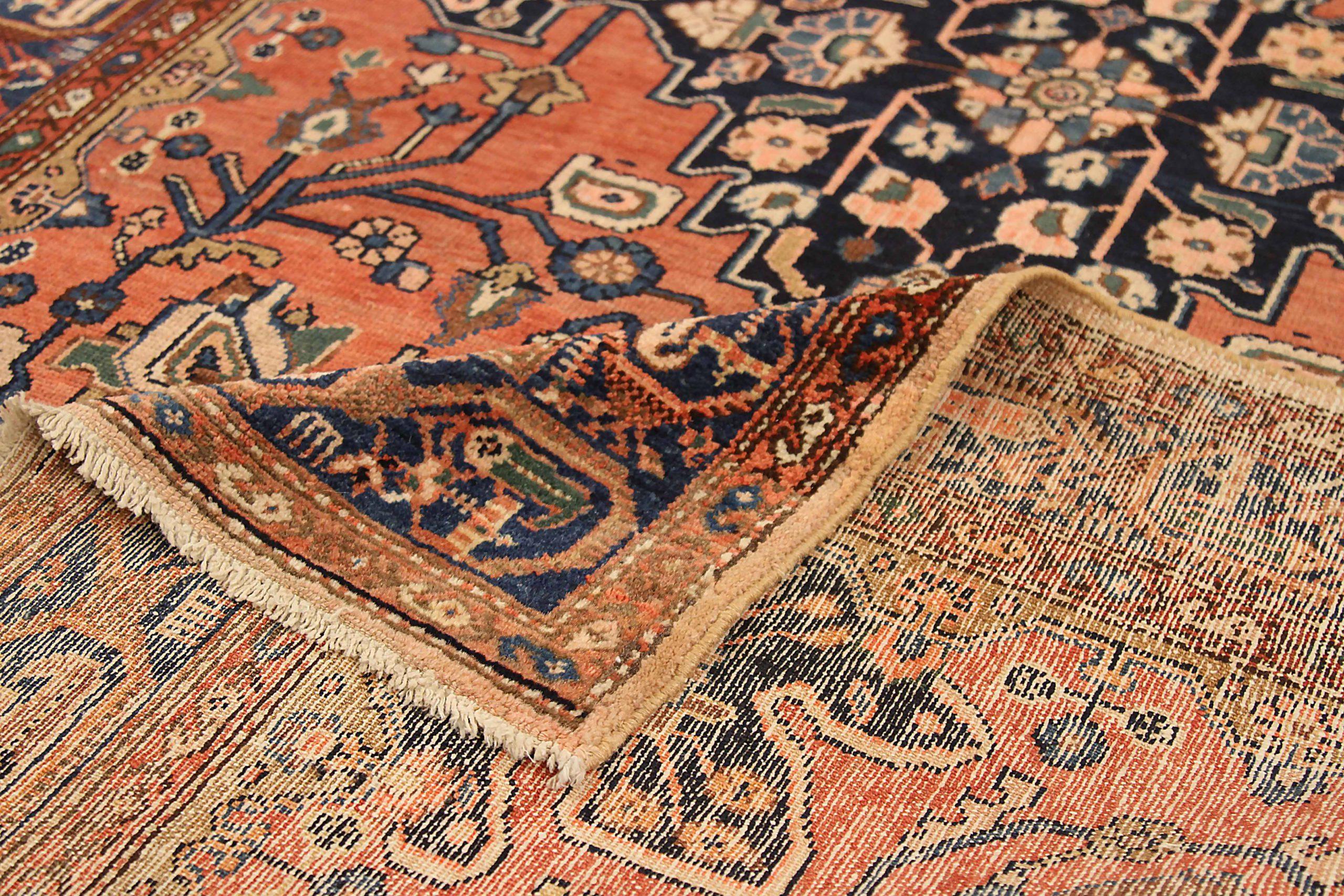Persischer Hamadan Kleiner Teppich - Wolle Marineblau Rot Gelb 71535 im Zustand „Hervorragend“ im Angebot in Dallas, TX