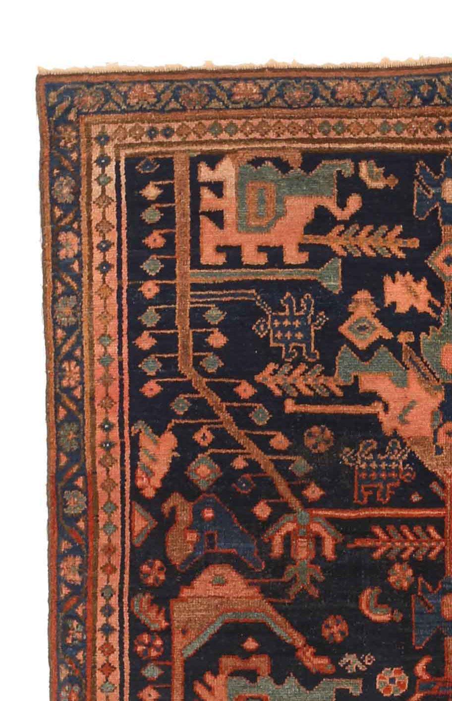 Asiatico Tappeto persiano Hamadan piccolo - Lana Blu Navy Rosa 10340 in vendita