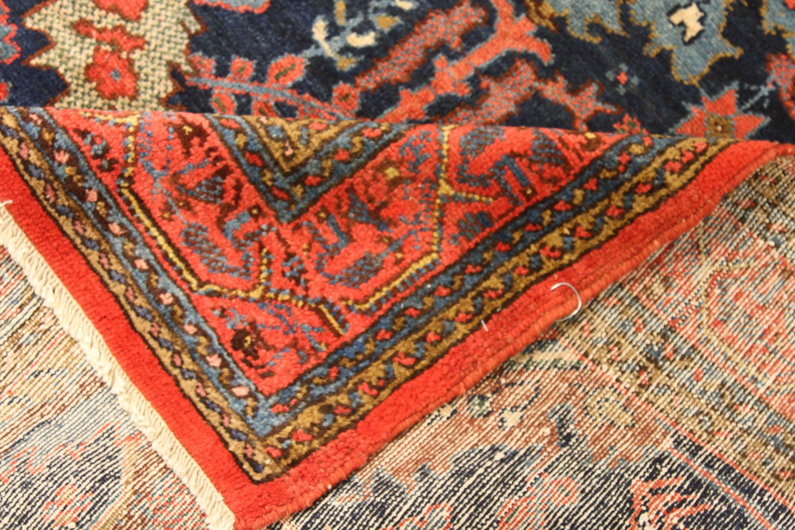 Persischer Hamadan Kleiner Teppich aus Wolle in Marineblau, Blau und Rot 10504 (Asiatisch) im Angebot