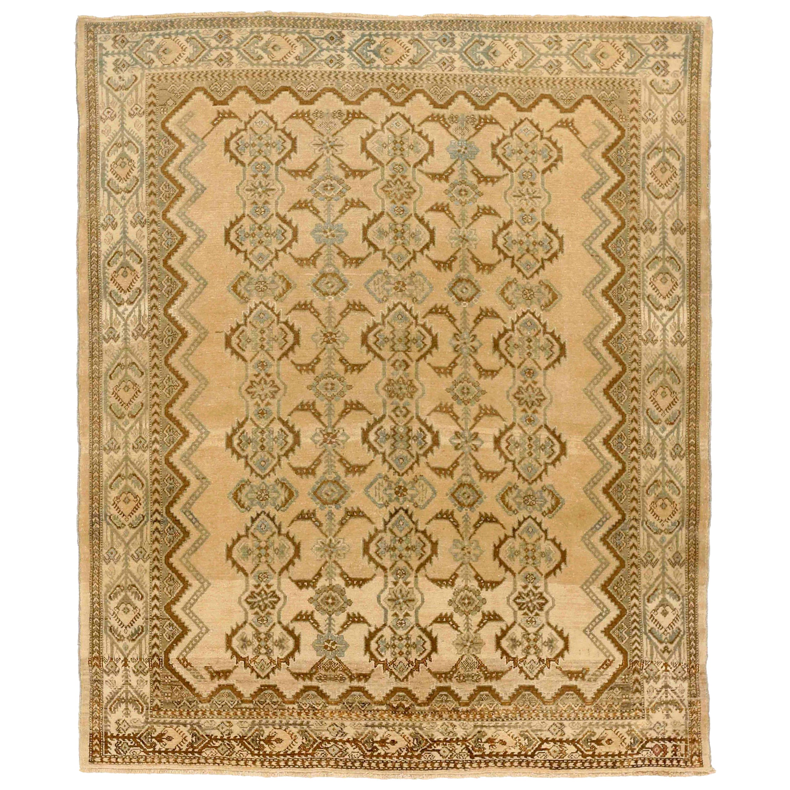 Persischer Hamadan Kleiner Teppich CIRCA 1910 - Wolle Blau Braun Elfenbein 73649 im Angebot