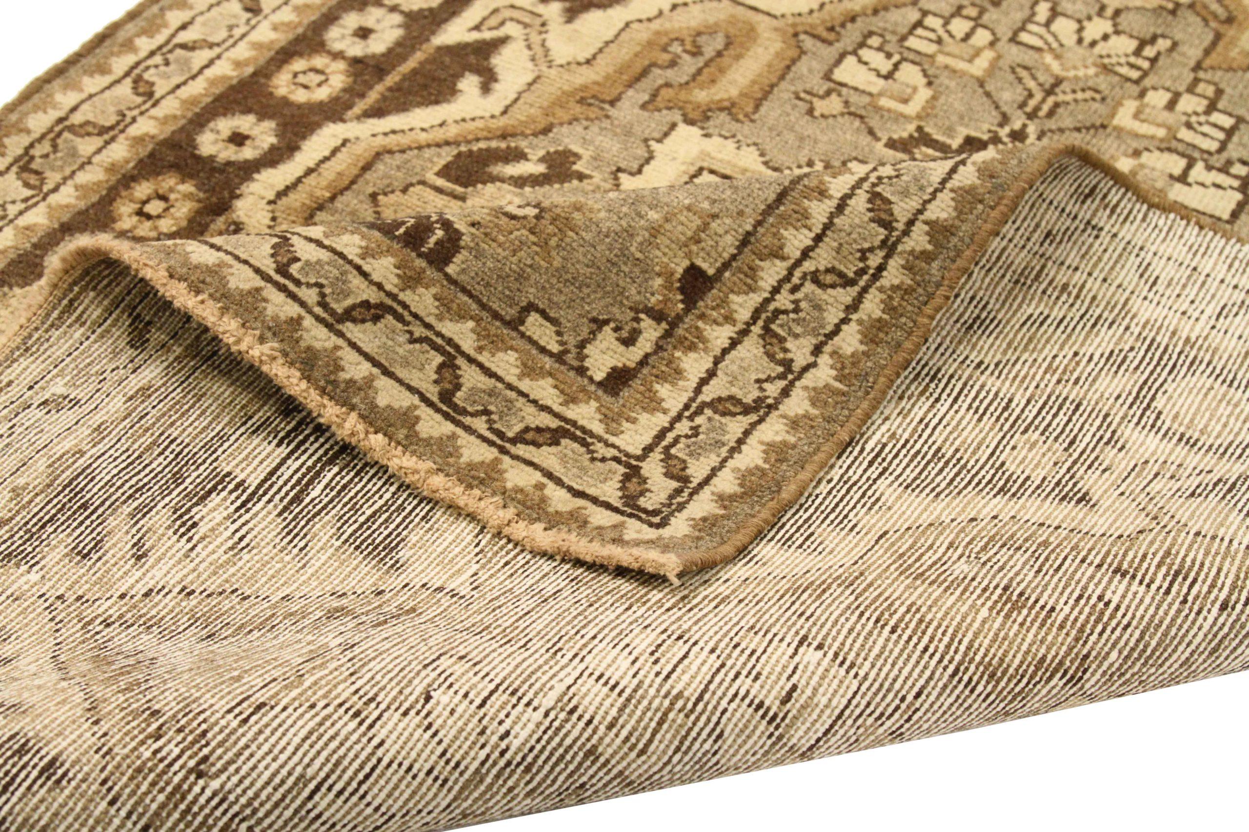 Persischer Hamadan Kleiner Teppich CIRCA 1910 - Wolle Braun Elfenbein Design - 75637 (Asiatisch) im Angebot