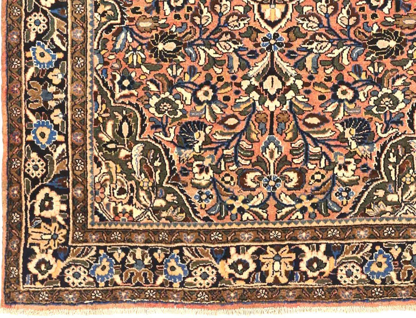 Persischer Hamadan-Teppich Circa 1940 - Wolle Blau Elfenbein Rosa 71211 (Asiatisch) im Angebot