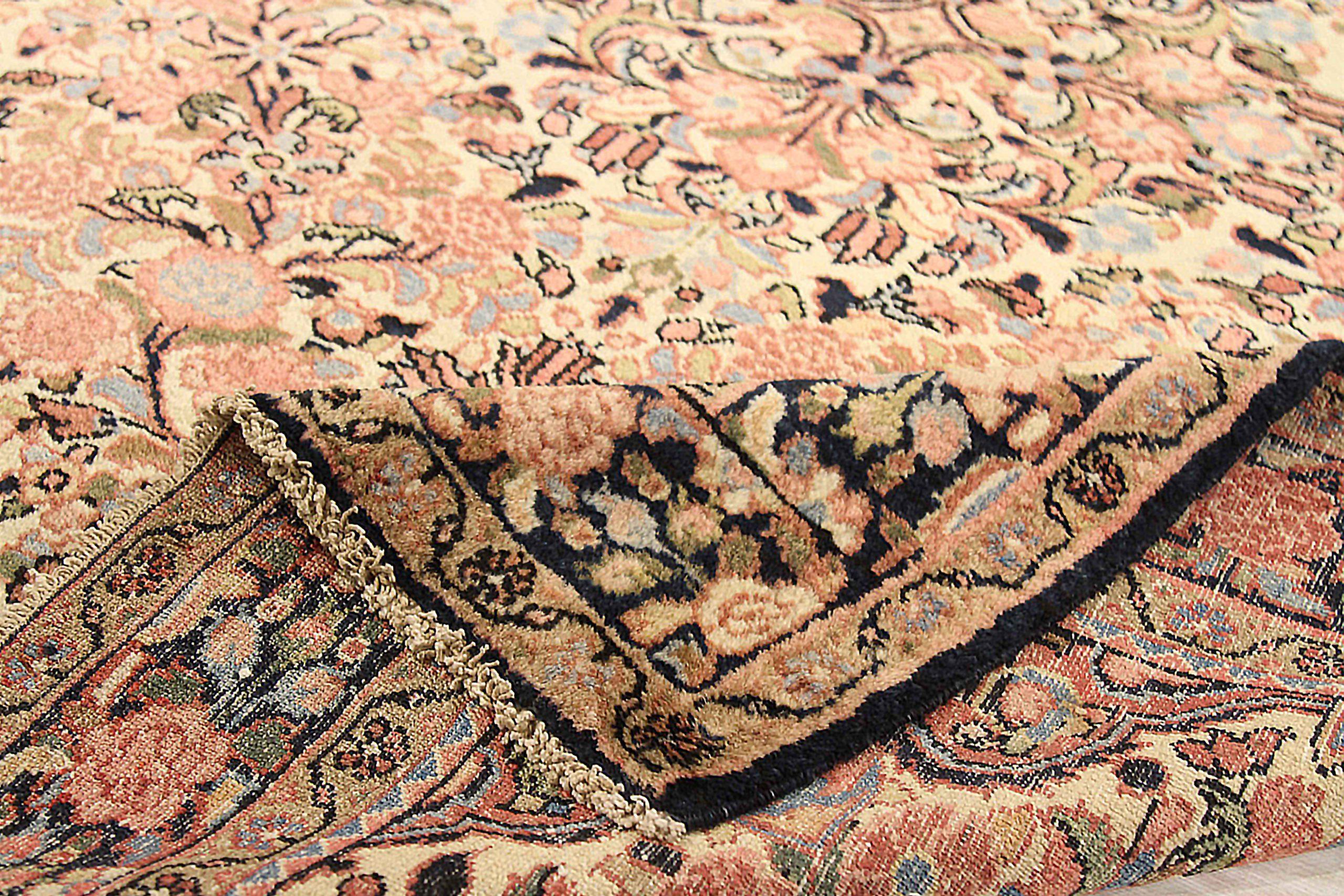 Persischer Hamadan Kleiner Teppich Circa 1940 - Wolle Blau Elfenbein Rosa 71264 im Zustand „Hervorragend“ im Angebot in Dallas, TX