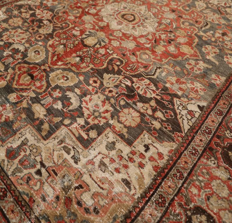 Persischer Hamadan Small Teppich - Wolle Braun Elfenbein Rot Design - 98019 (Irakisch) im Angebot