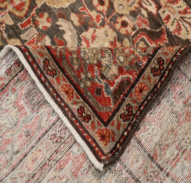 Persischer Hamadan Small Teppich - Wolle Braun Elfenbein Rot Design - 98019 im Zustand „Hervorragend“ im Angebot in Dallas, TX