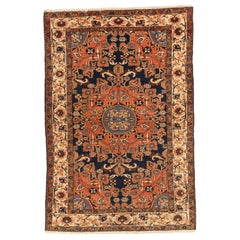 Tappeto persiano Hamadan Small - Lana Avorio Blu Navy Rosso - 75044