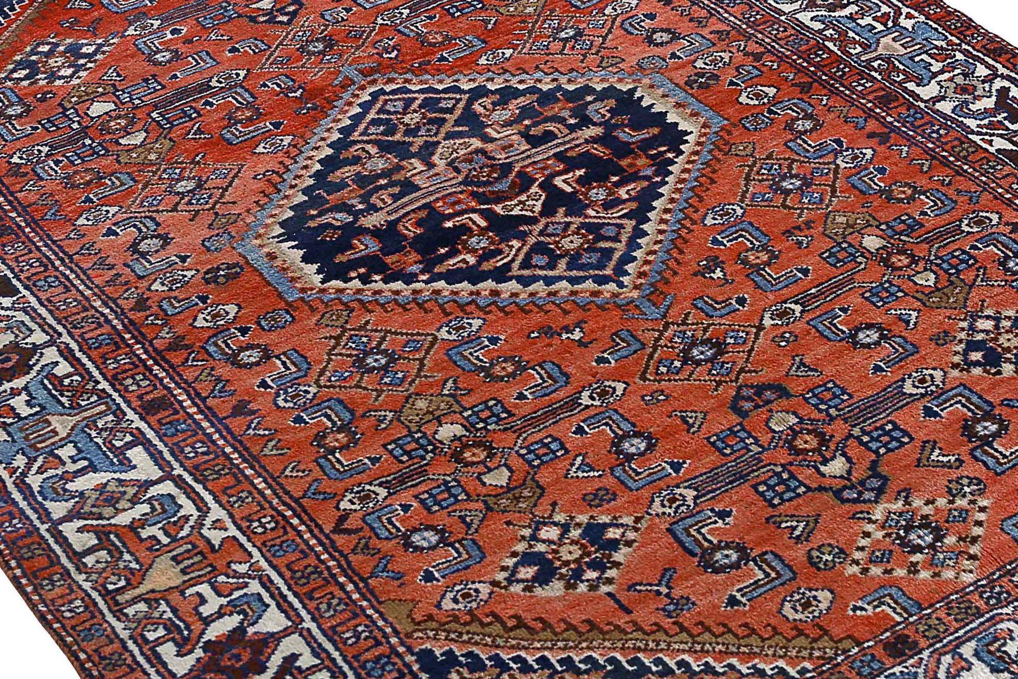 Persischer Hamadan-Teppich aus Wolle – rotes Design – 96914 (Irakisch) im Angebot
