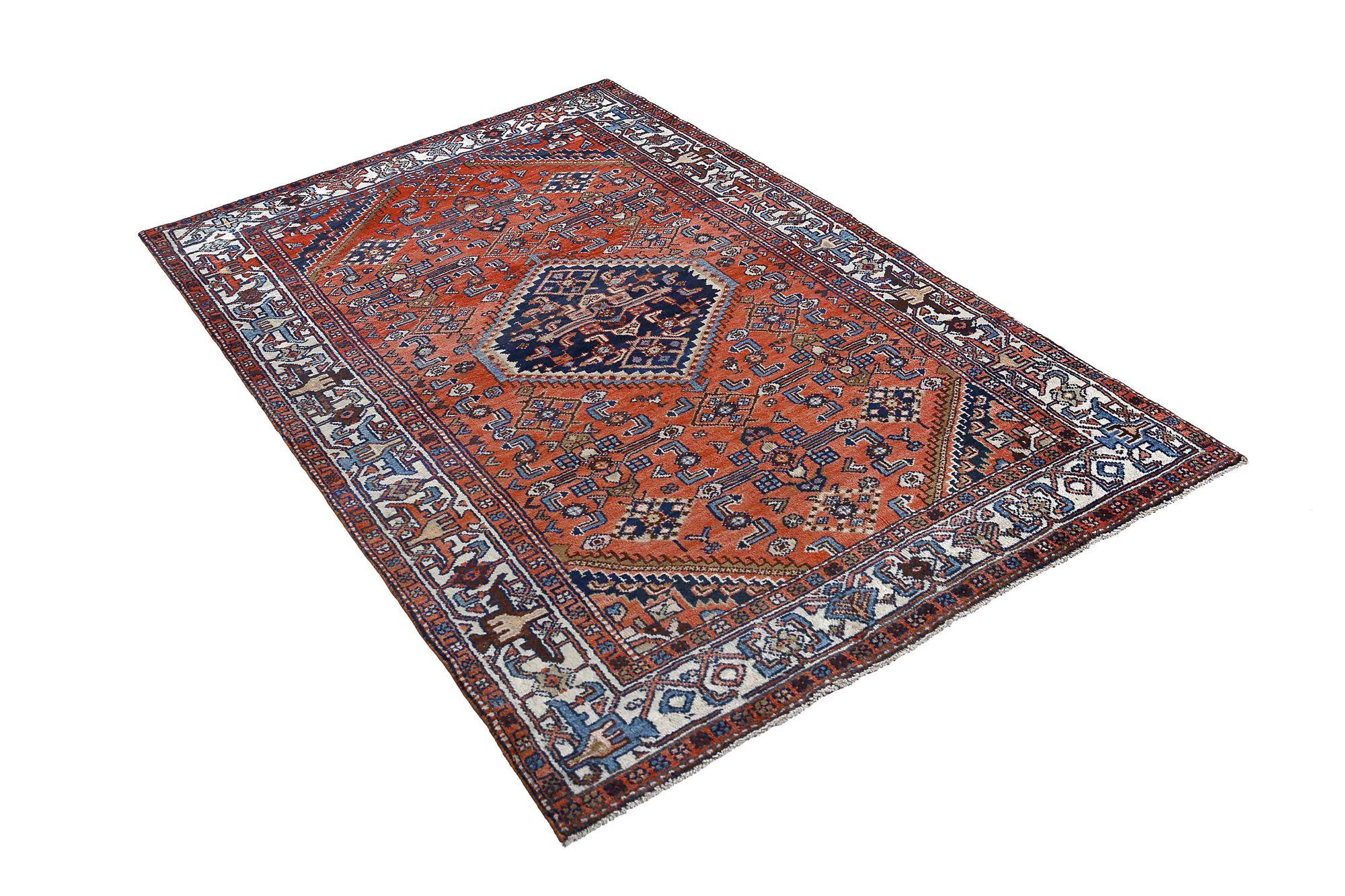 Persischer Hamadan-Teppich aus Wolle – rotes Design – 96914 im Zustand „Hervorragend“ im Angebot in Dallas, TX