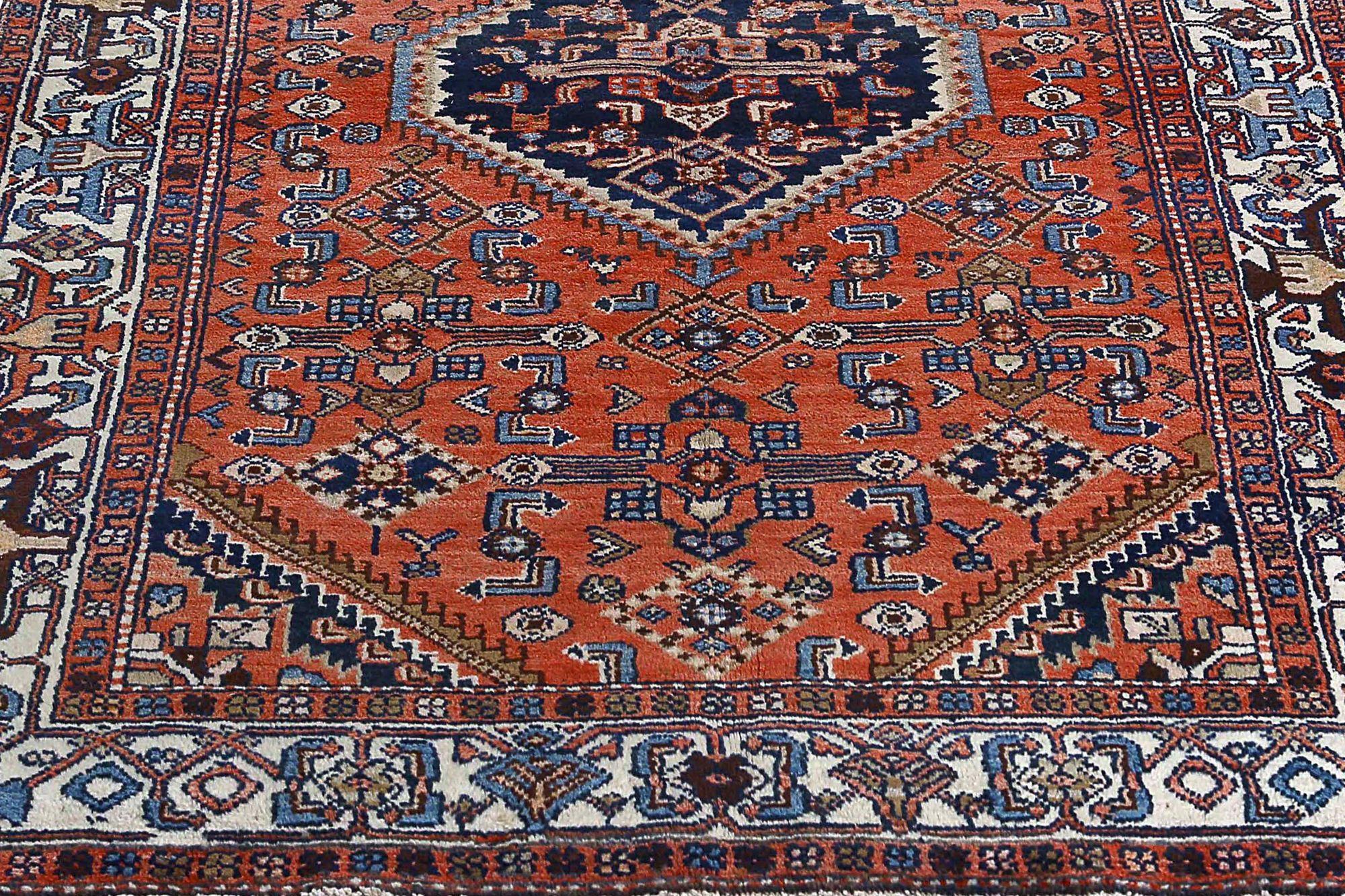 Persischer Hamadan-Teppich aus Wolle – rotes Design – 96914 (20. Jahrhundert) im Angebot