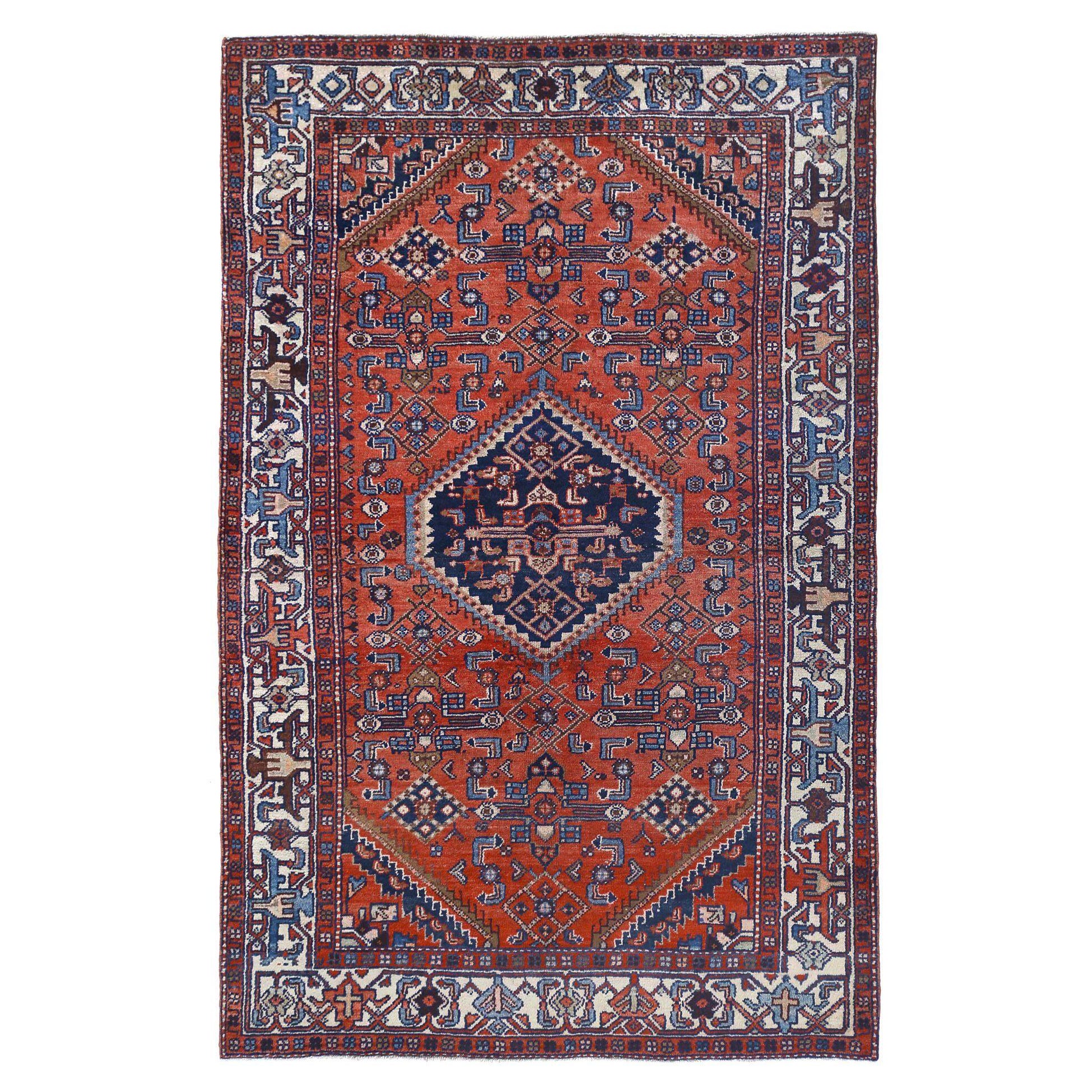 Tappeto persiano Hamadan Small Design in lana rossa - 96914