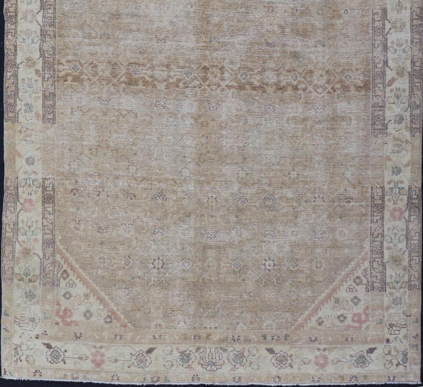 Malayer Persian Hamedan Vintage Gallery Rug with Sub-Geometric Design Earth Tones For Sale