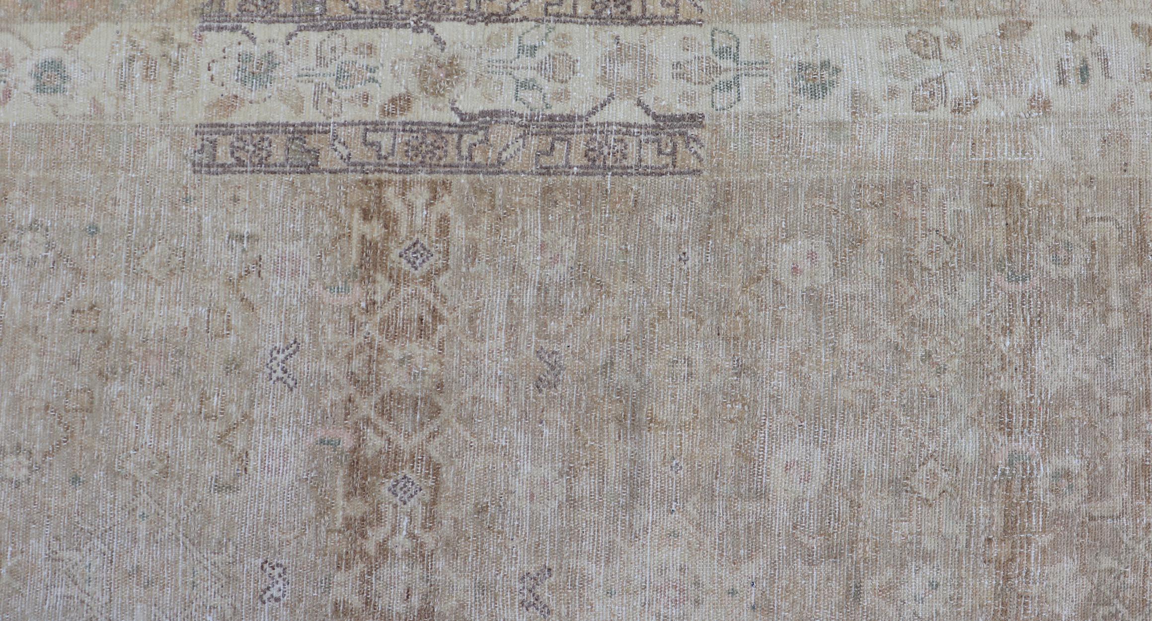 Wool Persian Hamedan Vintage Gallery Rug with Sub-Geometric Design Earth Tones For Sale