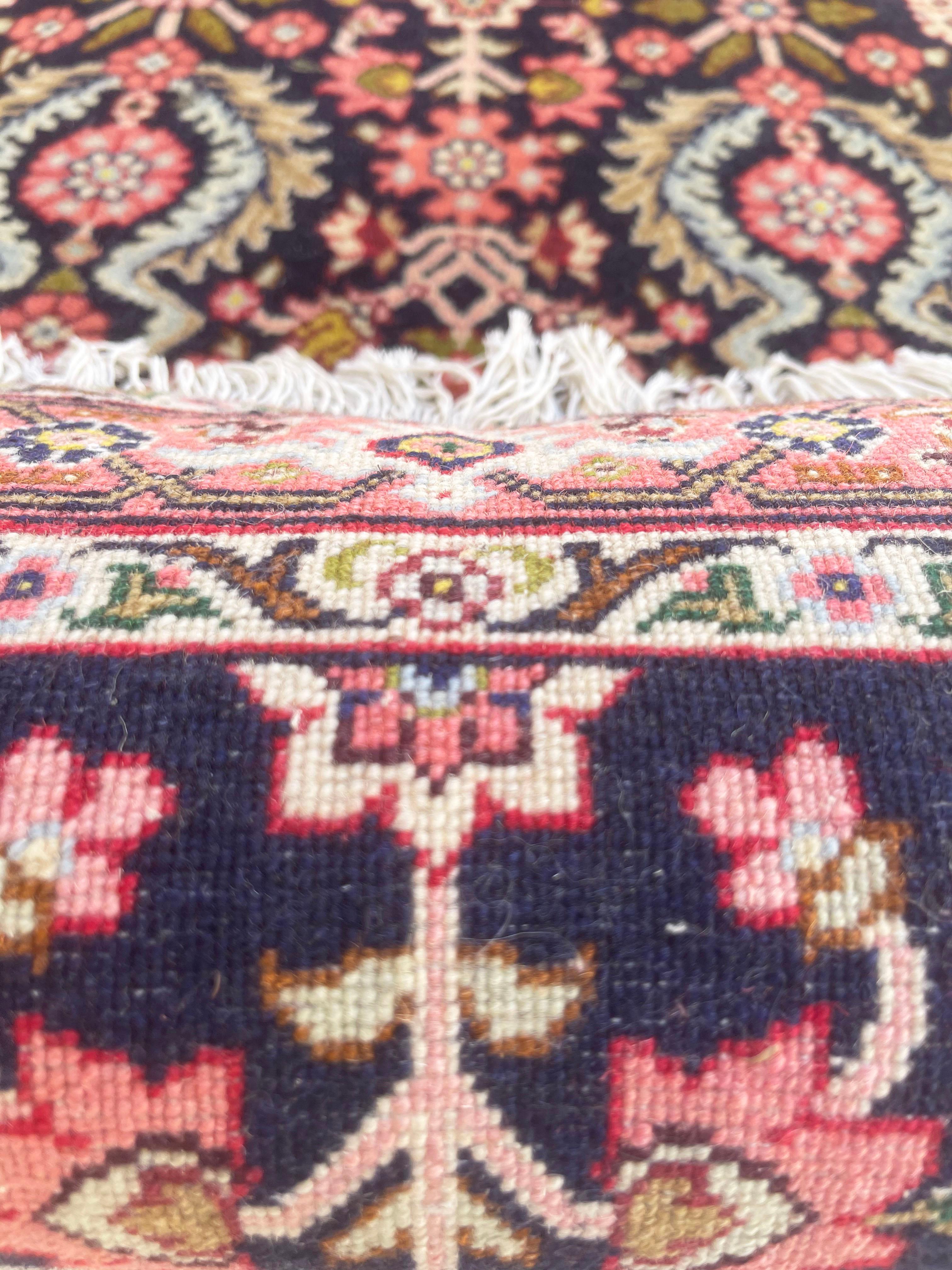 Persian Hand Knotted All Over Floral Bijar Runner Rug 1980 Circa For Sale 5