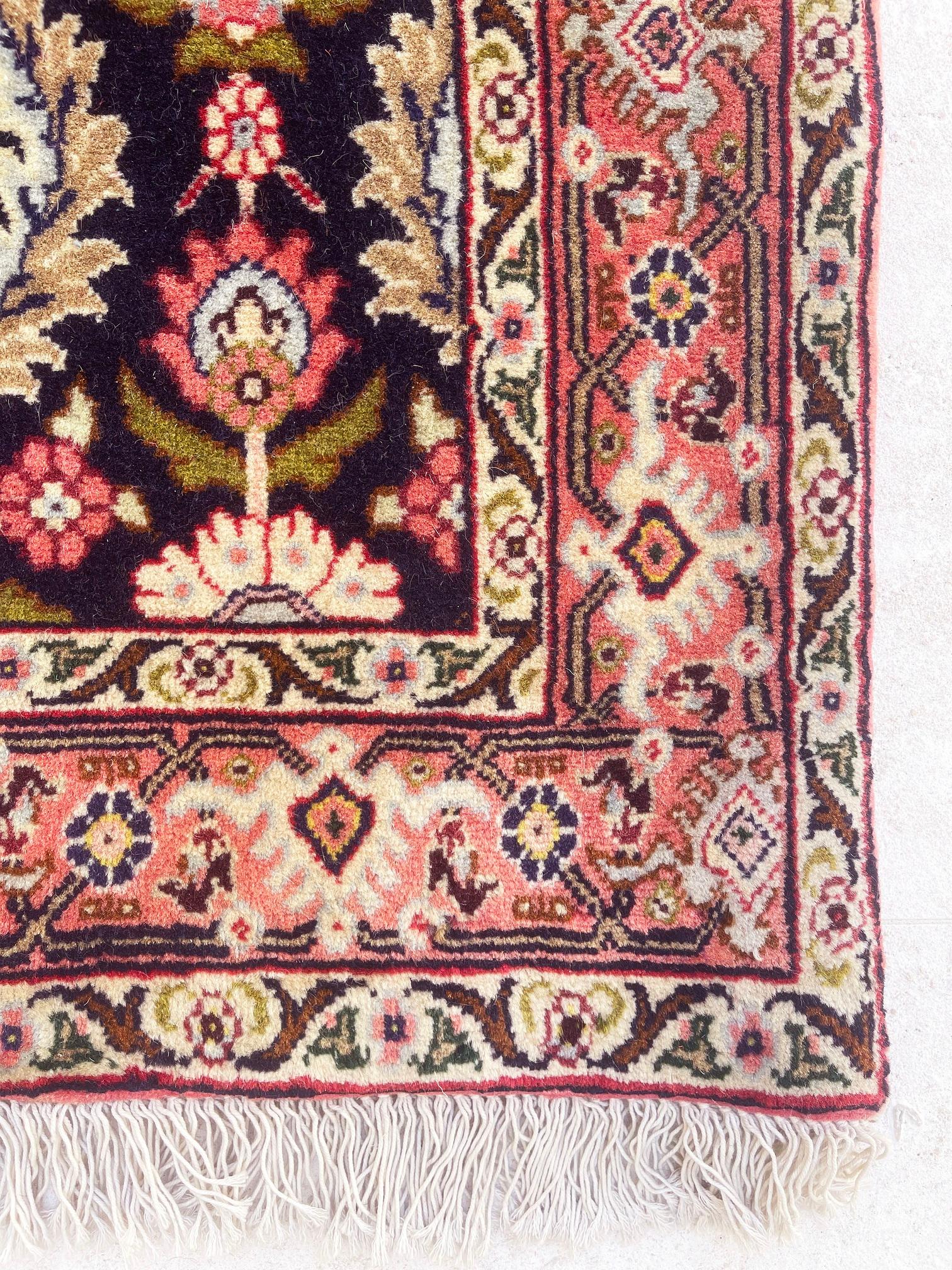 Persian Hand Knotted All Over Floral Bijar Runner Rug 1980 Circa For Sale 3