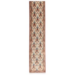 Retro Persian Hand Knotted All-Over Floral Bird Butterfly Qum Rug Runner