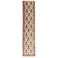 Persian Hand Knotted All-Over Floral Bird Butterfly Qum Rug Runner