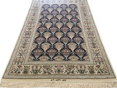 Persian Blue Silk Isfahan Rug