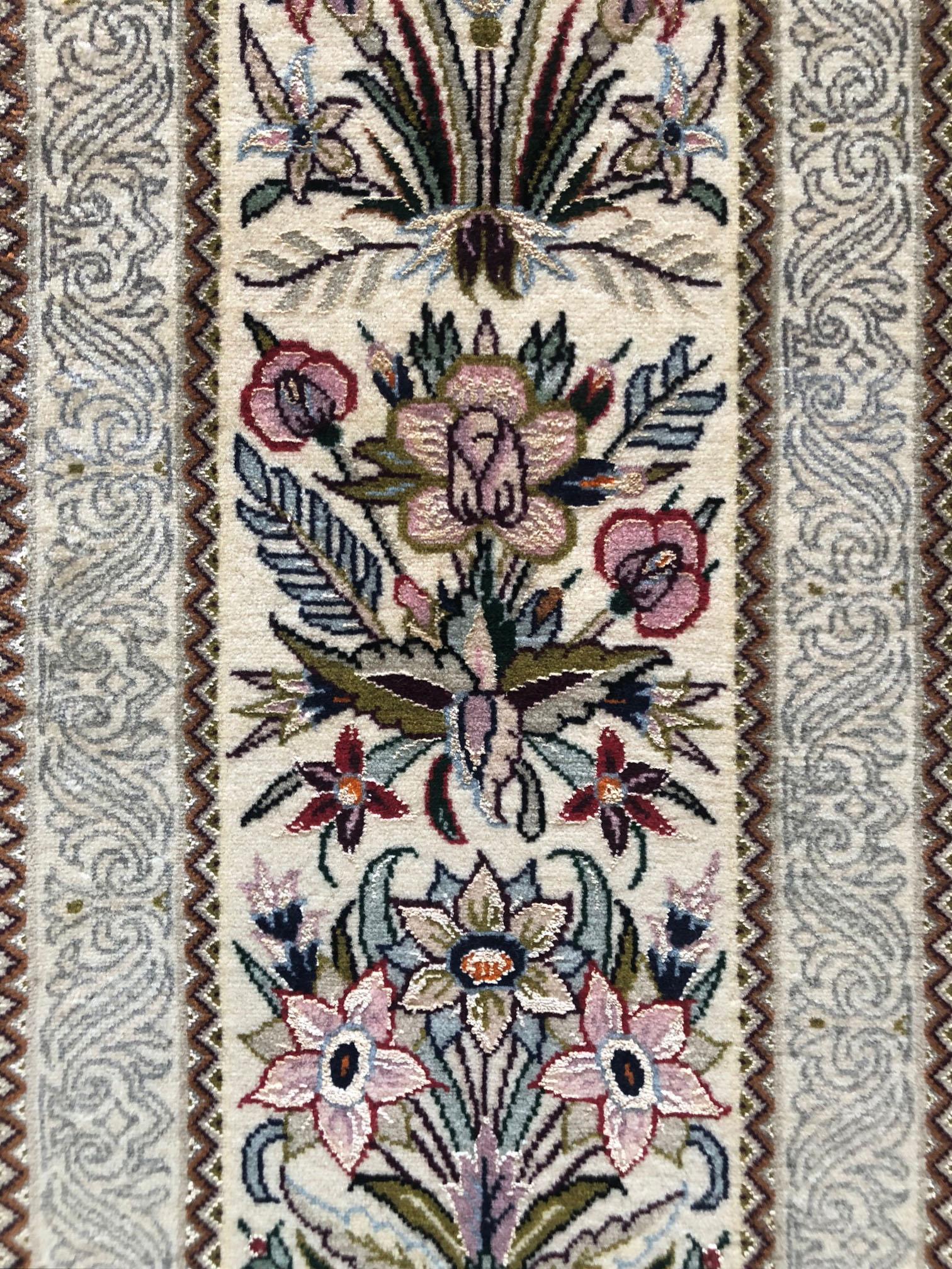 Persian Blue Silk Isfahan Rug For Sale 2