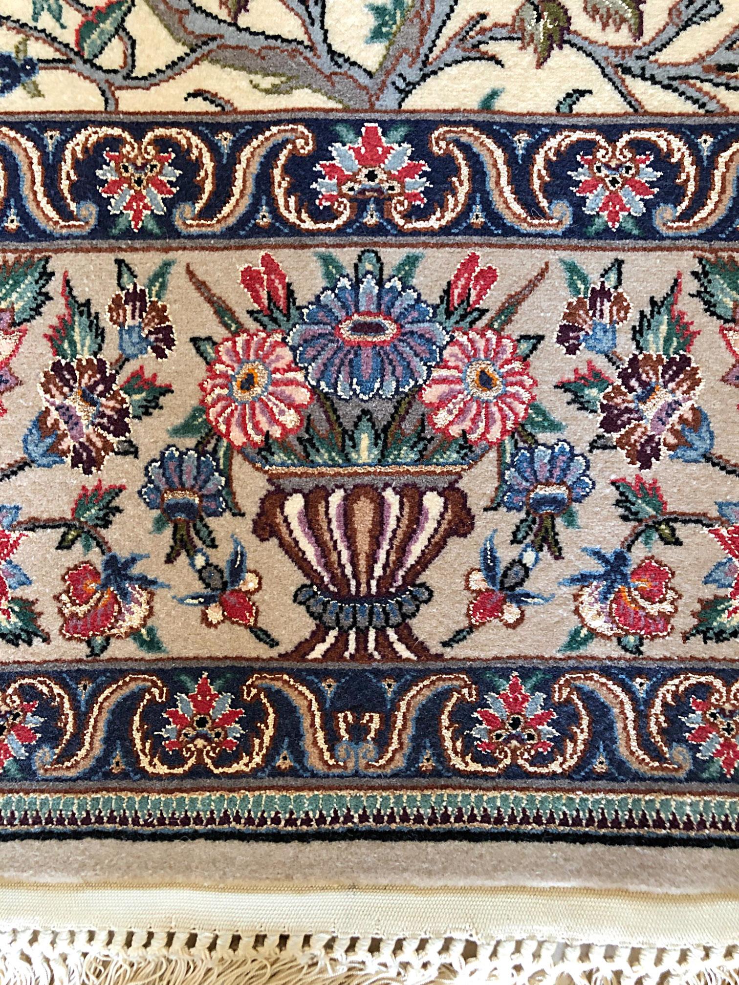 Persian Hand Knotted All-Over Floral Silk Isfahan Rug 2