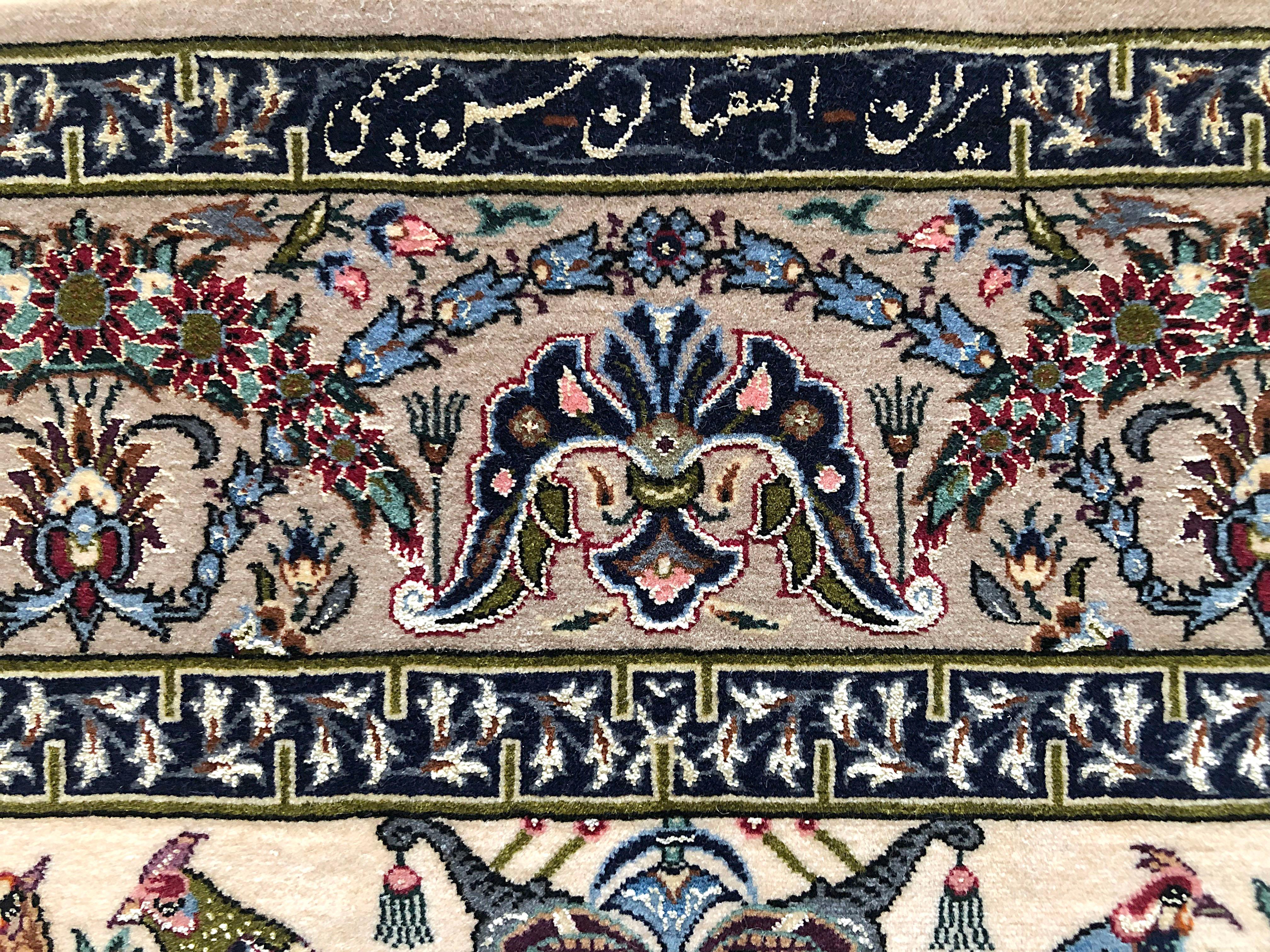 Persian Hand Knotted All-Over Floral Silk Isfahan Rug For Sale 1