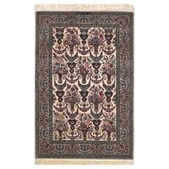 Persian Hand Knotted All-Over Floral Silk Isfahan Rug