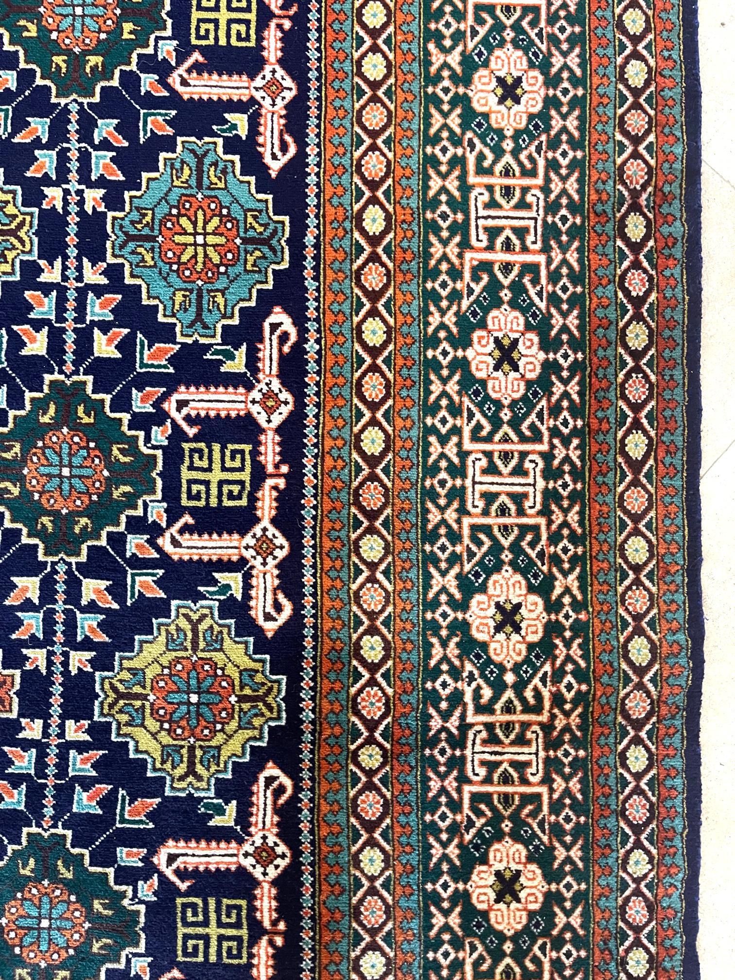Persian Hand Knotted All over Geometric Tabriz Blue Green Rug, 1970 circa For Sale 3