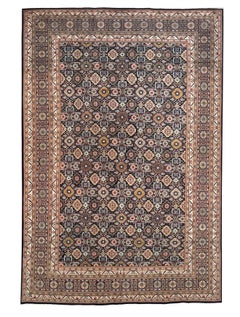 Persian Geometric Tabriz Blue Green Rug