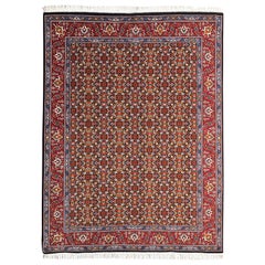 Persian Hand Knotted All-Over Herati Red Blue Tabriz Rug