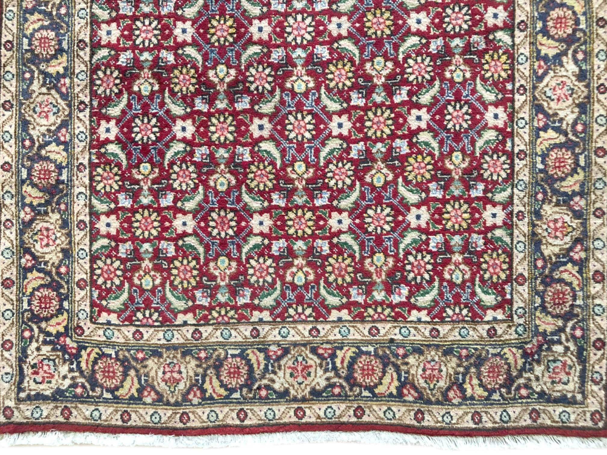 Hand-Knotted Persian Hand Knotted All over Herati Red Tabriz Runner Rug, circa 1970