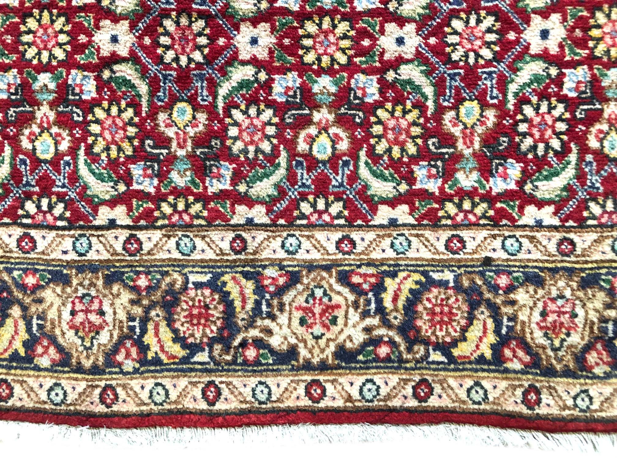 Wool Persian Hand Knotted All over Herati Red Tabriz Runner Rug, circa 1970