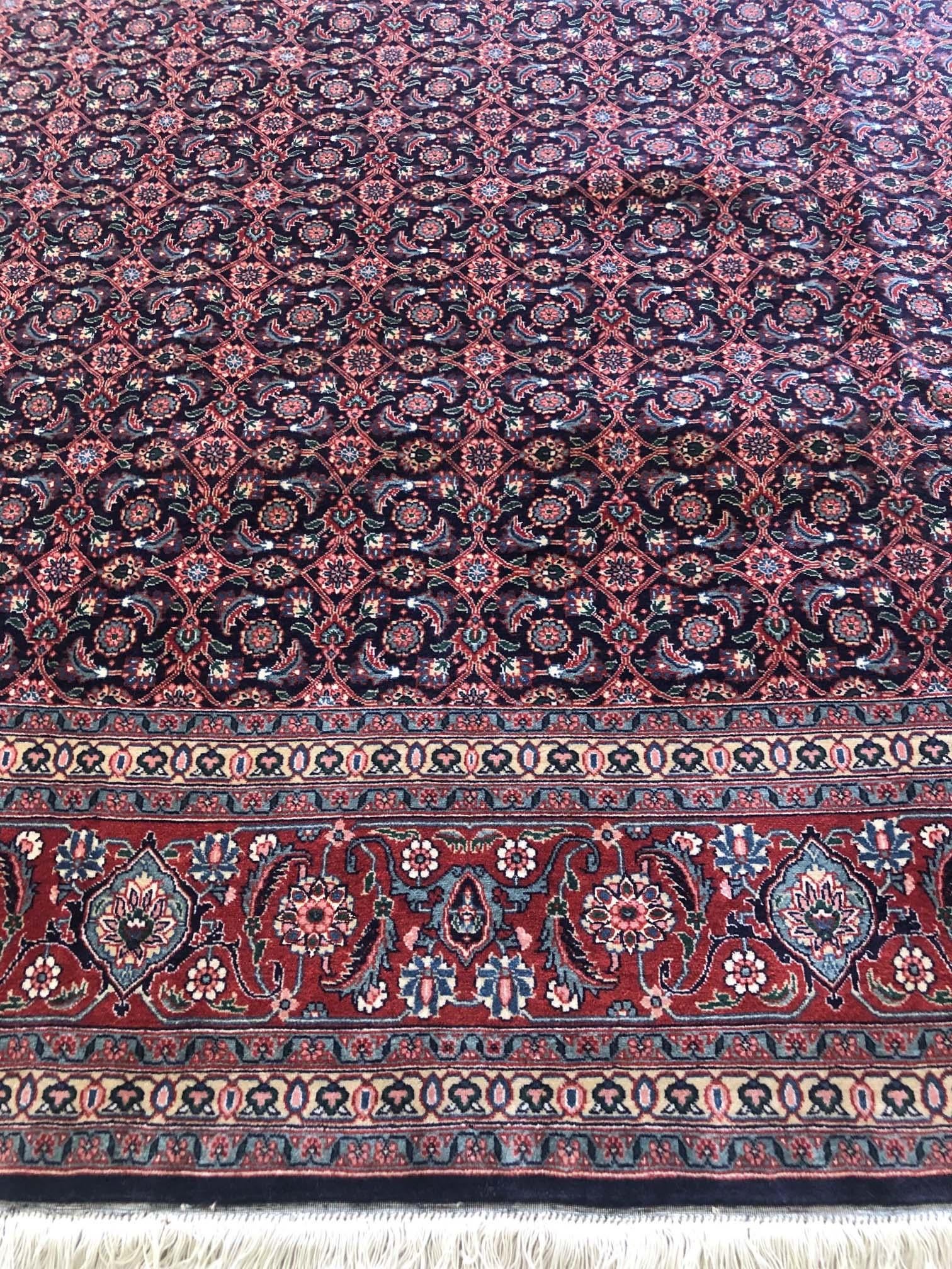 Hand-Knotted Persian Hand Knotted All-Over Herati Red Tabriz Runner Rug