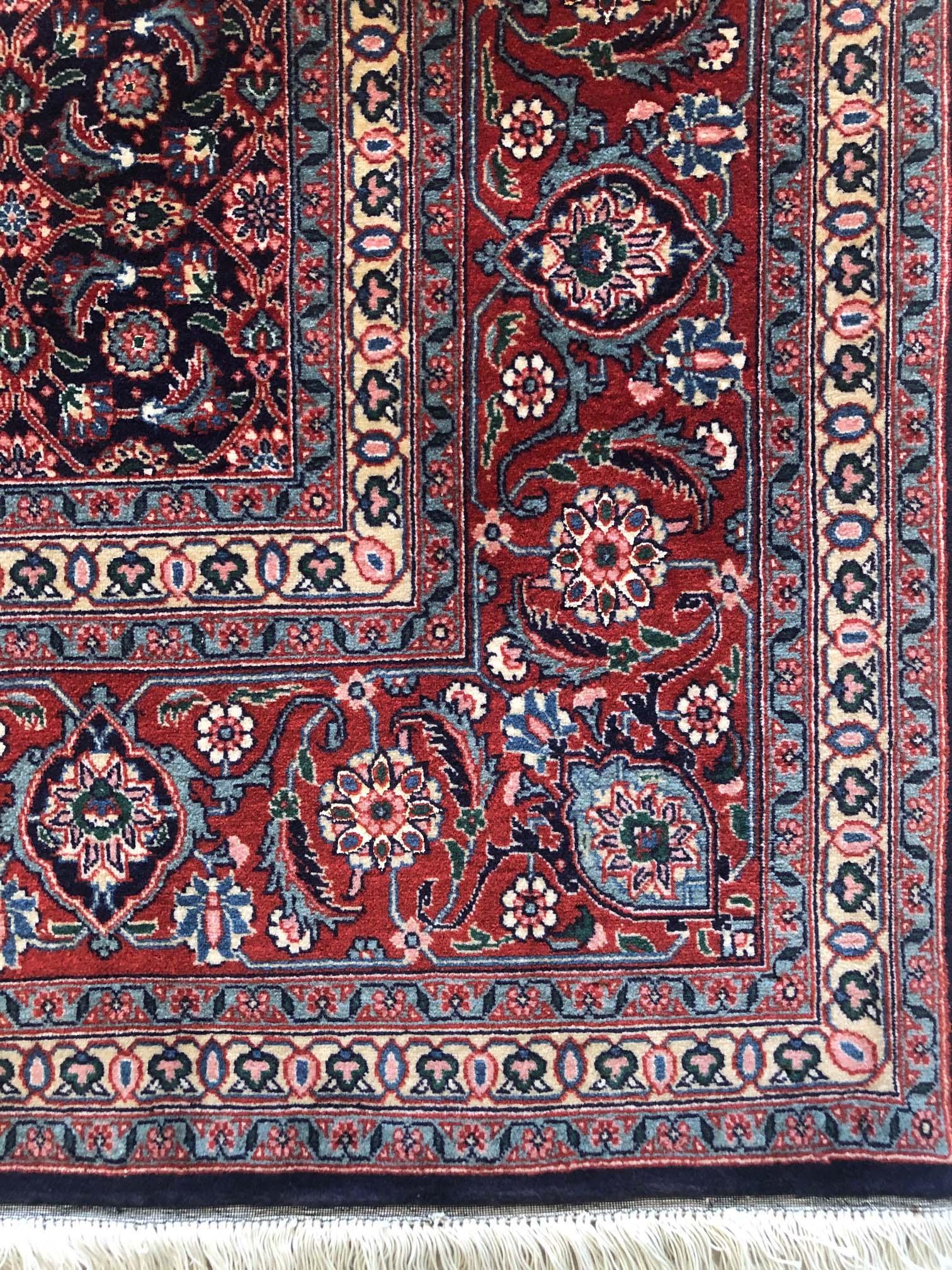 Wool Persian Hand Knotted All-Over Herati Red Tabriz Runner Rug