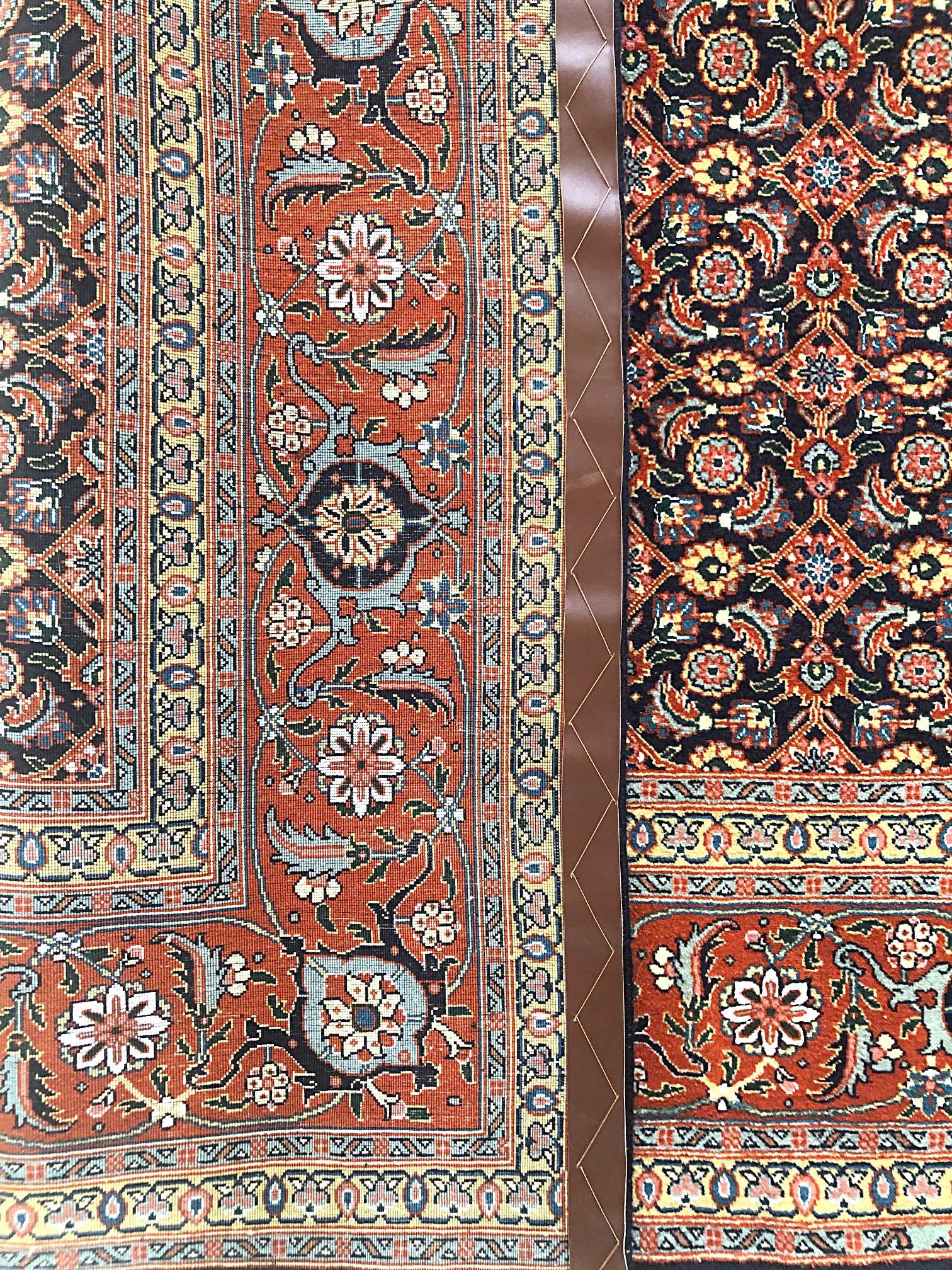 Persian Hand Knotted All-Over Rust Dark Blue Herati Design Tabriz Rug For Sale 6
