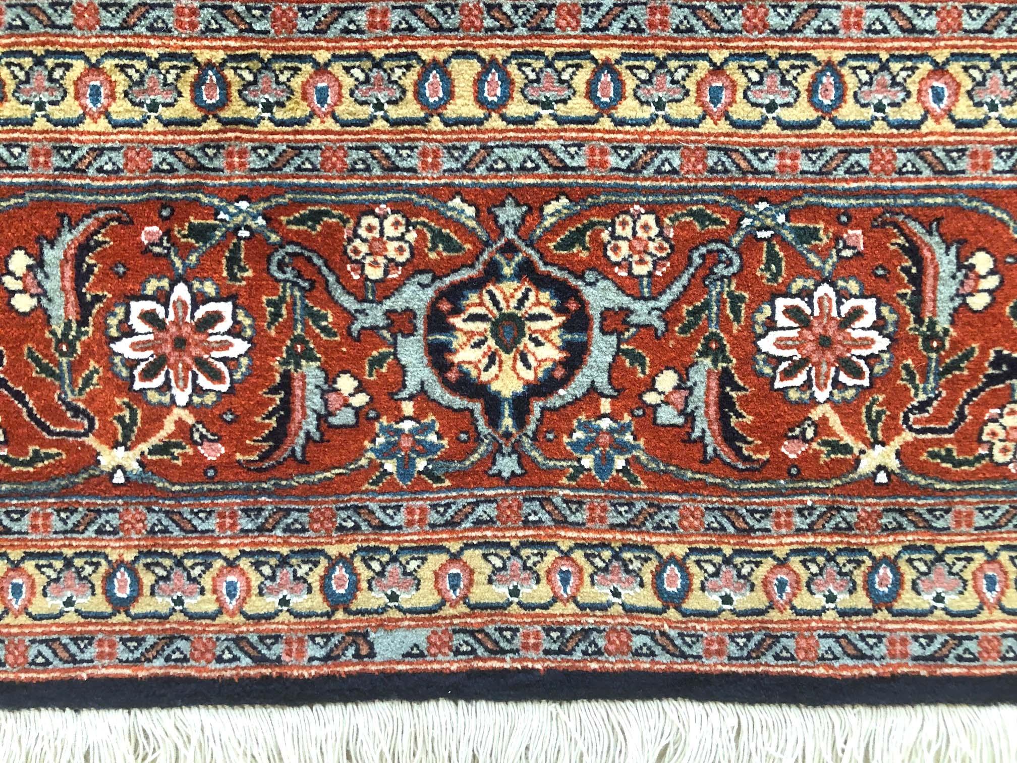 Persian Hand Knotted All-Over Rust Dark Blue Herati Design Tabriz Rug In New Condition For Sale In San Diego, CA