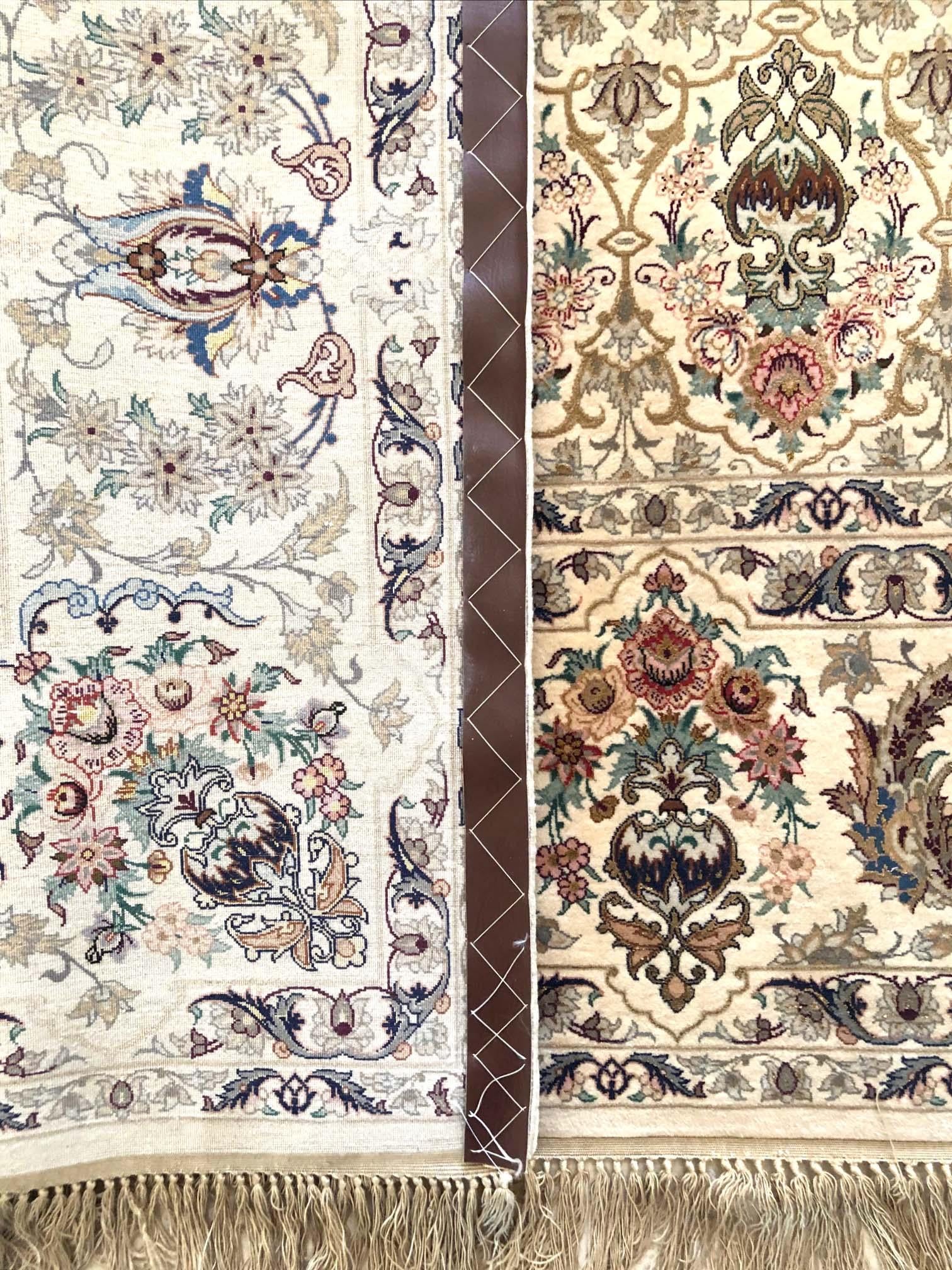 Persian Hand Knotted All-Over Floral Silk Isfahan Rug 18 Kheft For Sale 8