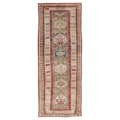 Persian Hand Knotted Antique Serab Runner in Tribal Design With Medallions