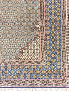 Persian Hand Knotted Blue Qum Rug, circa 1960s