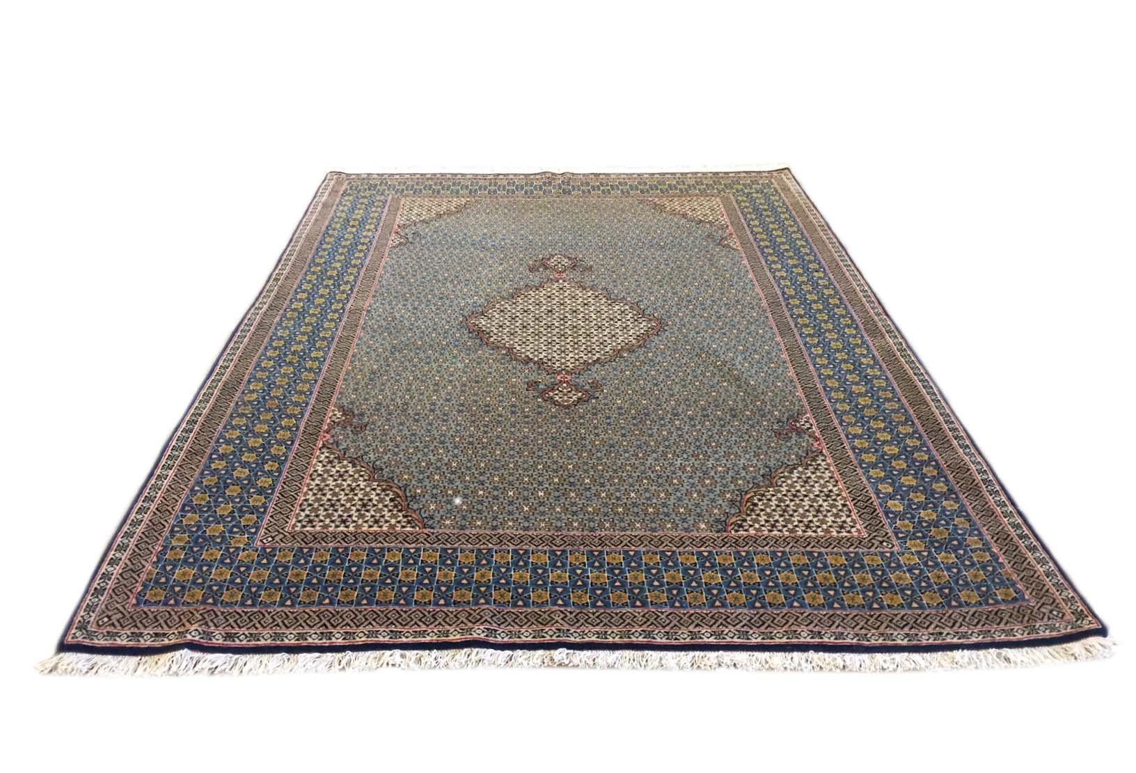 Persian Hand Knotted Blue Qum Rug, circa 1960s 2