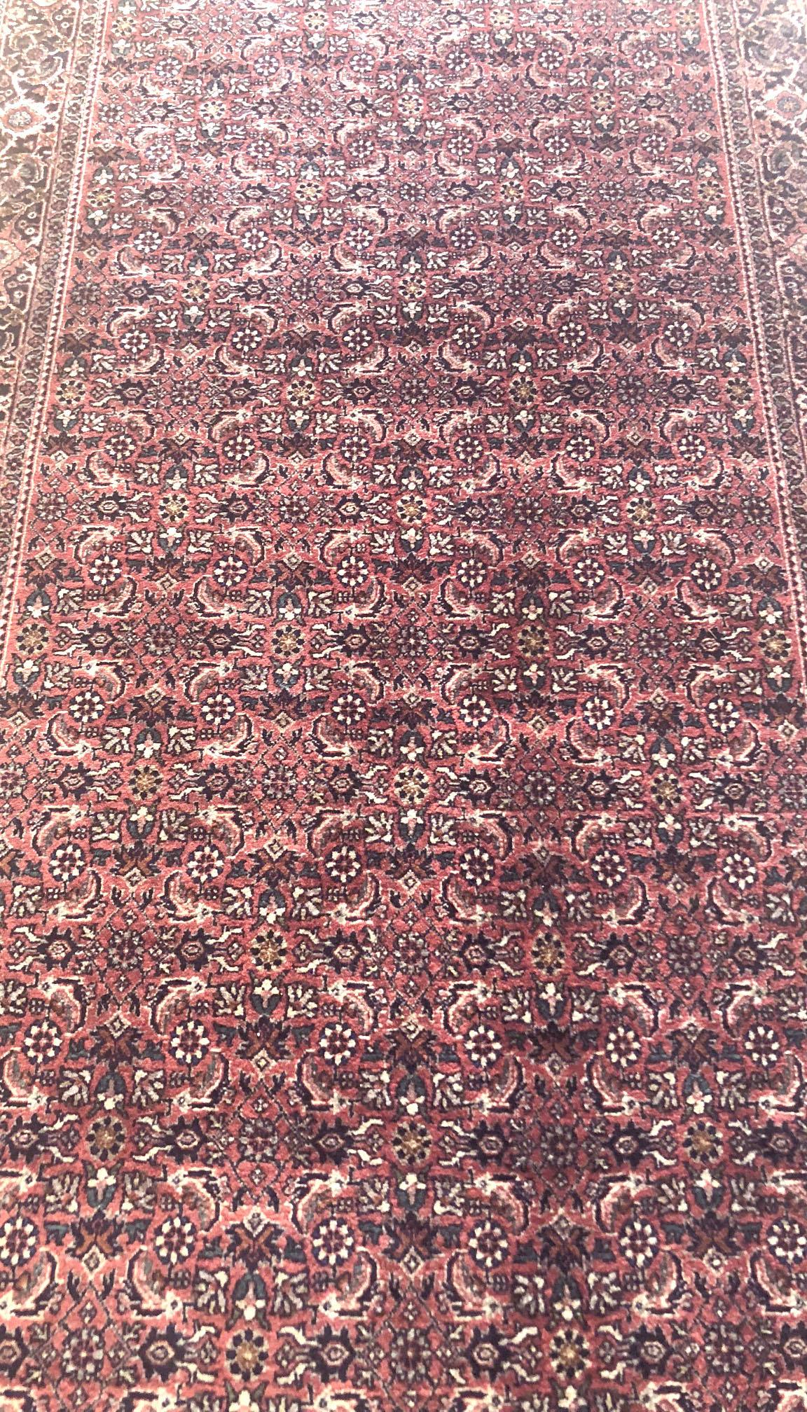 Persian Hand Knotted Blue Red Herati Design Bijar Runner Rug For Sale 4