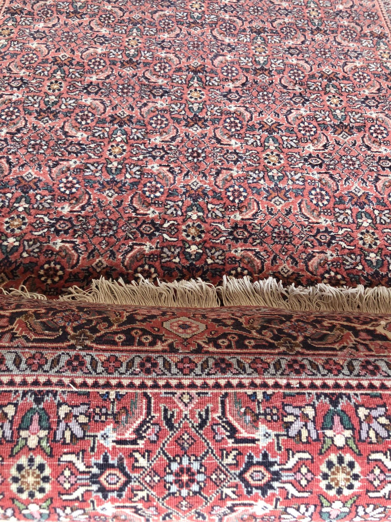 Hand-Knotted Persian Hand Knotted Blue Red Herati Design Bijar Runner Rug For Sale