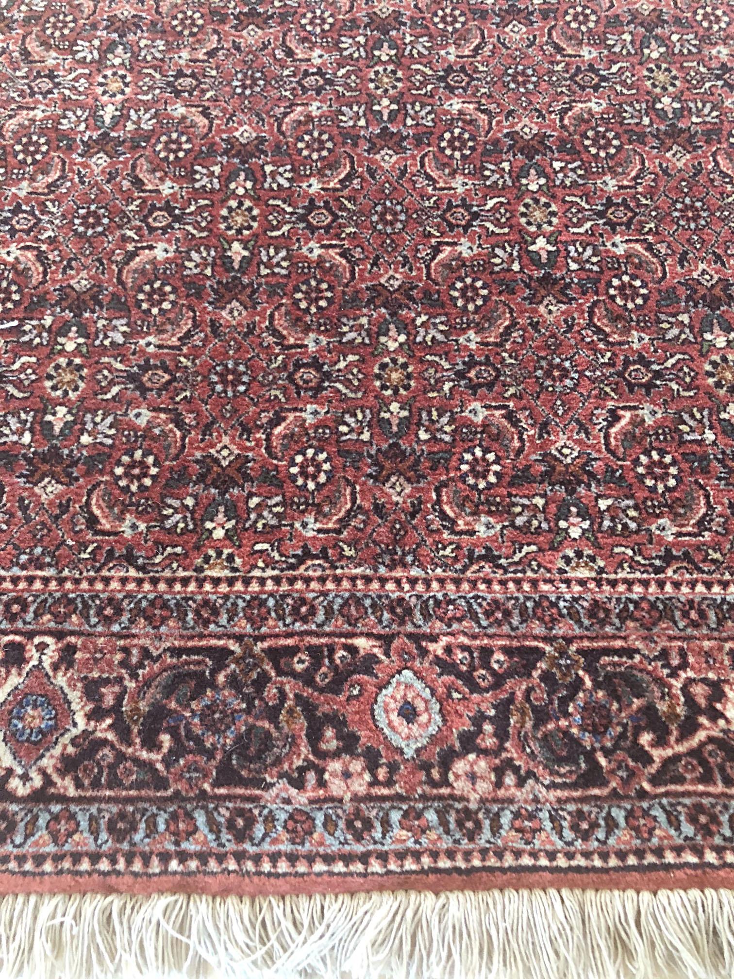 Persian Hand Knotted Blue Red Herati Design Bijar Runner Rug For Sale 2