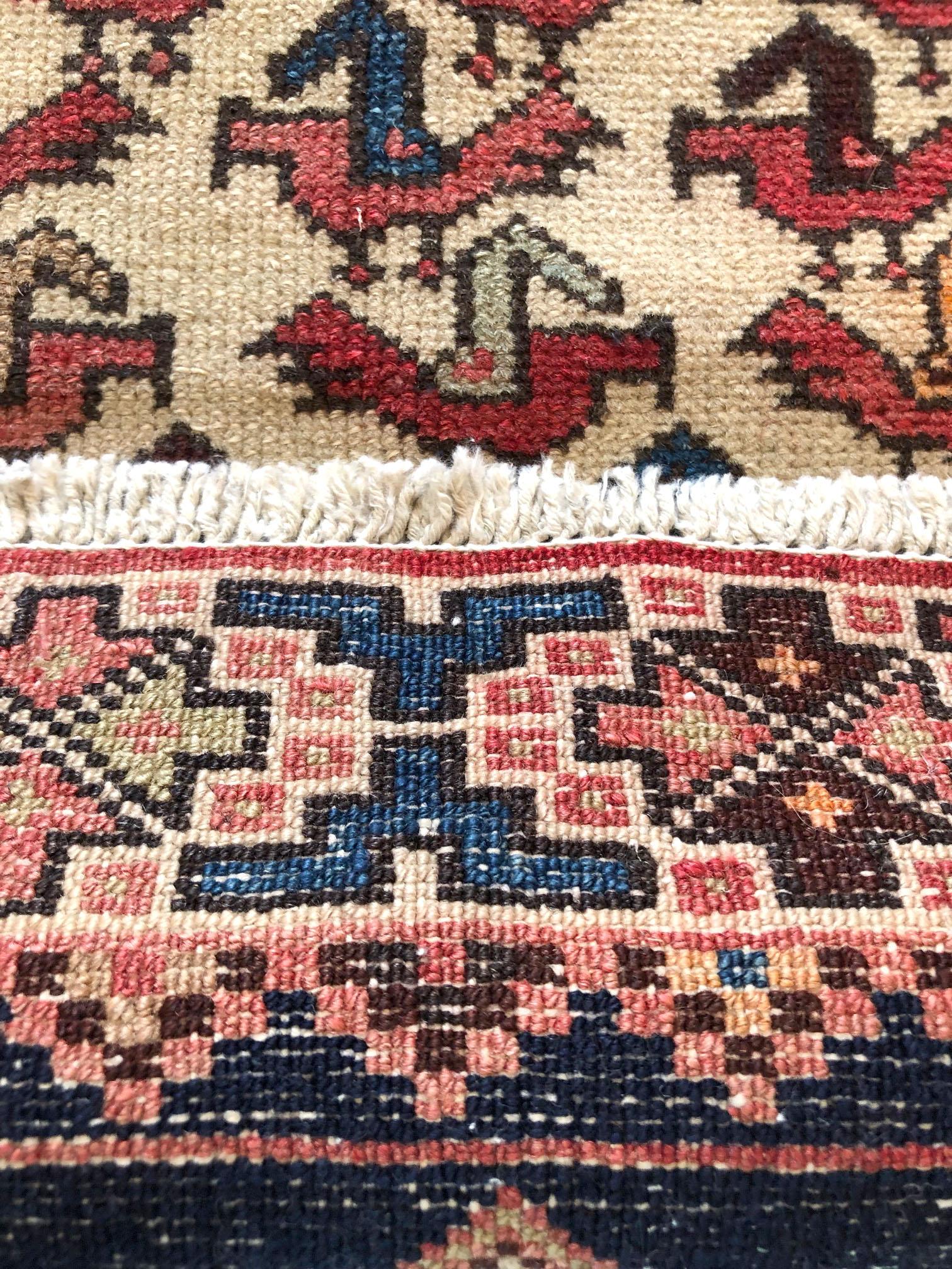 Persian Hand Knotted Blue Tribal Ardabil Rug, circa 1960 2