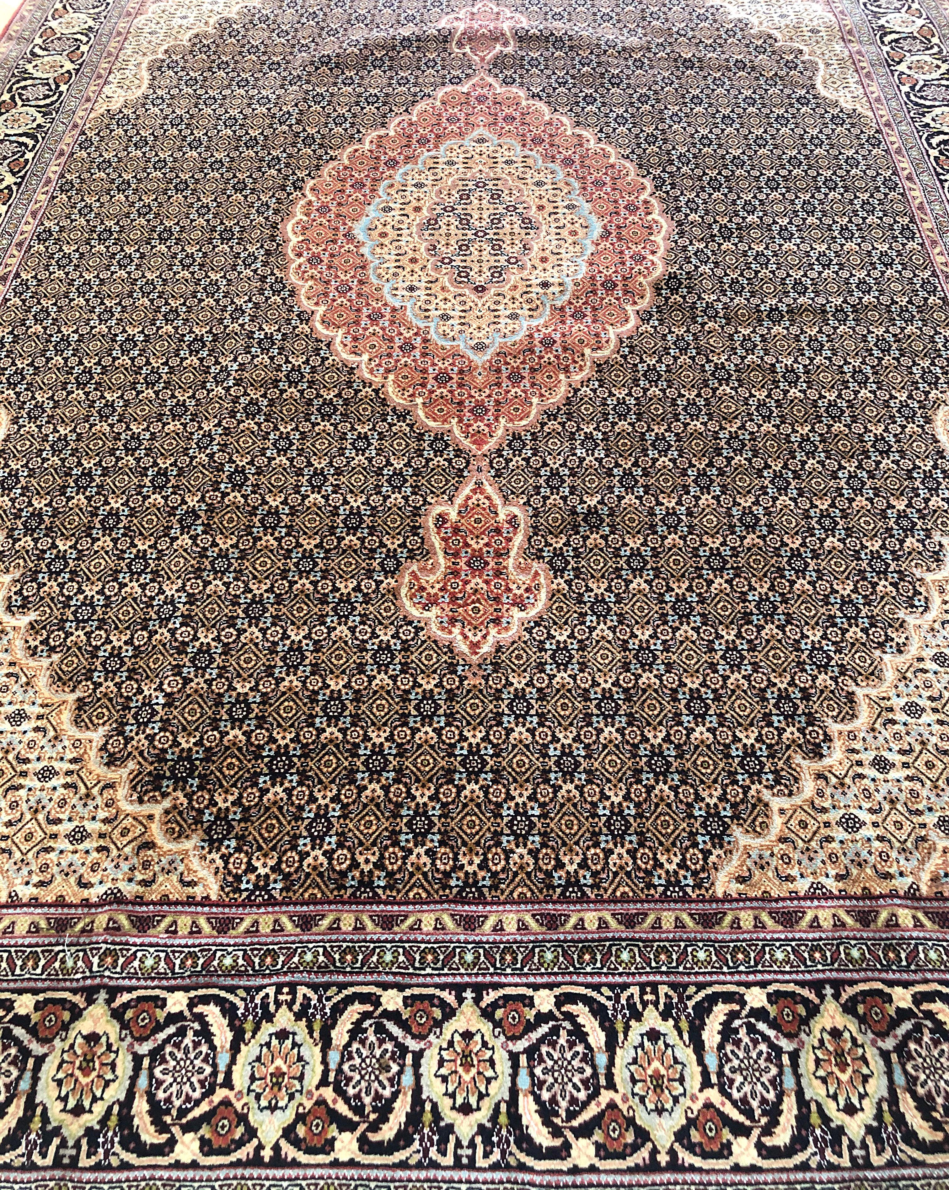 Hand-Knotted Persian Hand Knotted Fish Design Bijar Bidjar Rug For Sale